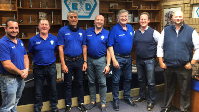 Better together: B.E.D.’s welding team together with CEO Mike Giltrow and Andrew Poole, Managing Director of First Cut, with which B.E.D. is jointly distributing Messer Cutting Systems’ products and solutions in South Africa.