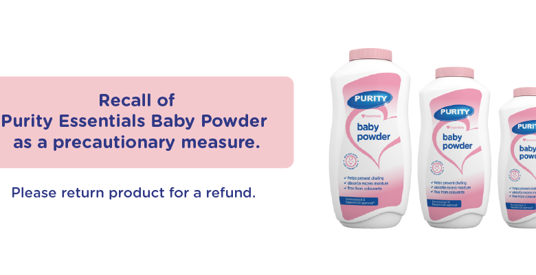 Tiger Brands Recalls Purity Essentials Baby Powder Products As A Precautionary Measure