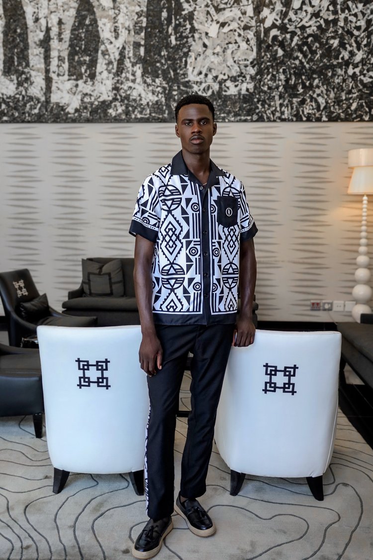 Fabrosanz: Menswear Black Shirt With Nguni Detail